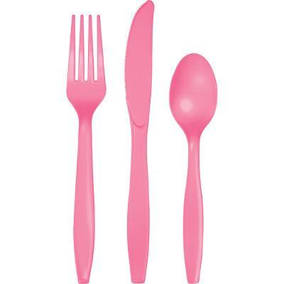 description image for 36PCS  REUSABLE ASSORTED  PLASTIC CUTLERY SET - PINK (1)
